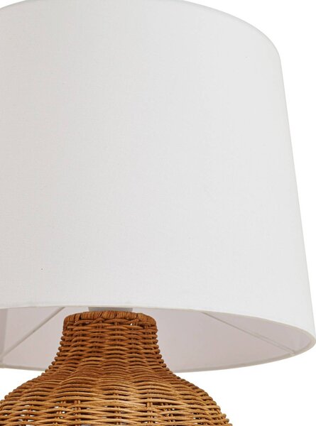 Lampka nocna do sypialni Lirenda Lindby, biały / opal, salon / jadalnia, drewno, skandynawski