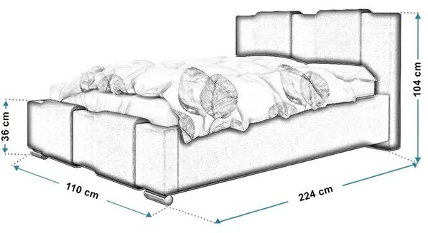 Jednoosobowe łóżko z pojemnikiem 90x200 S3-R88