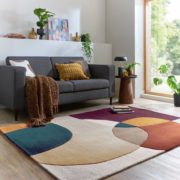 Fioletowy wełniany dywan tkany ręcznie 120x170 cm Glow Purple Multi – Flair Rugs