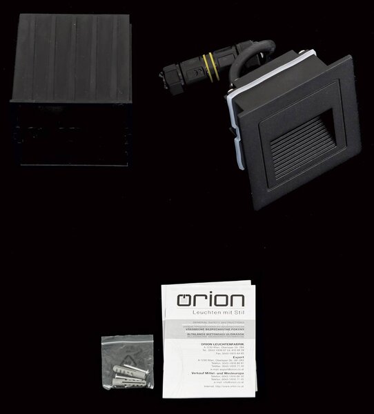 ORION Oprawa wpuszczana ścienna LED Loro, czarna, szerokość 8,5 cm, aluminium Loro, czarny, aluminium, nowoczesny