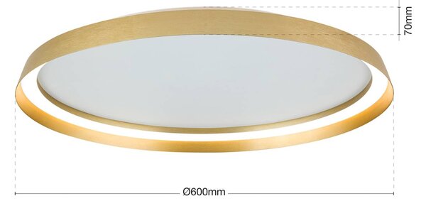 ORION Lampa sufitowa LED Manta, możliwość ściemniania, mosiężny / złoty, salon / jadalnia, aluminium, nowoczesny