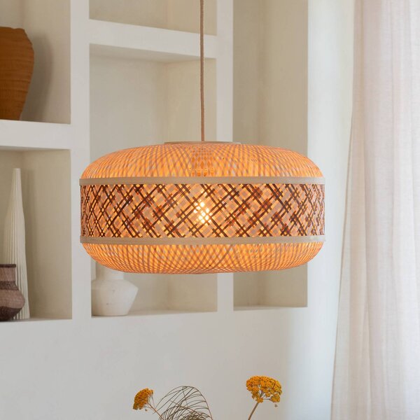 Good & Mojo Lampa wisząca Langkawi, możliwość ściemniania, jasne drewno, salon / jadalnia, bambus