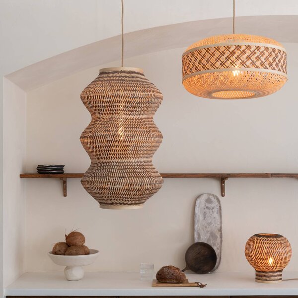 Good & Mojo Lampa wisząca Langkawi, możliwość ściemniania, jasne drewno, salon / jadalnia, bambus