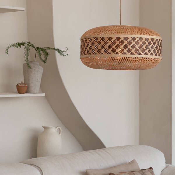 Good & Mojo Lampa wisząca Langkawi, możliwość ściemniania, jasne drewno, salon / jadalnia, bambus