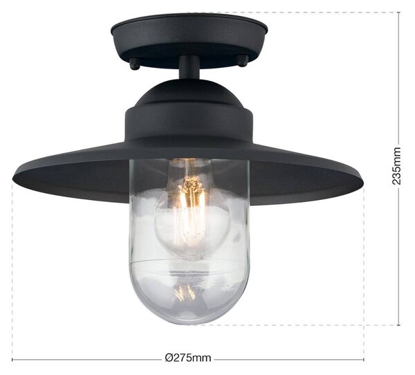 ORION Zewnętrzna lampa sufitowa Edward, antracyt, Ø 27,5 cm, aluminium możliwość ściemniania, czarny, aluminium, antyczny