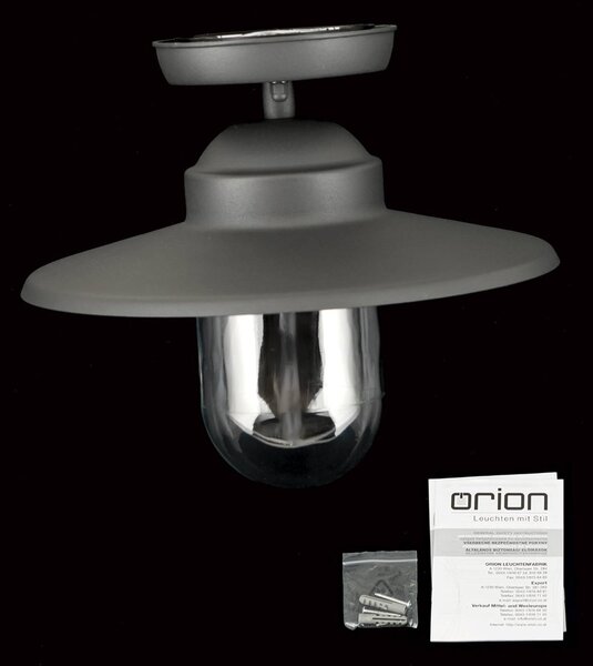 ORION Zewnętrzna lampa sufitowa Edward, antracyt, Ø 27,5 cm, aluminium możliwość ściemniania, czarny, aluminium, antyczny