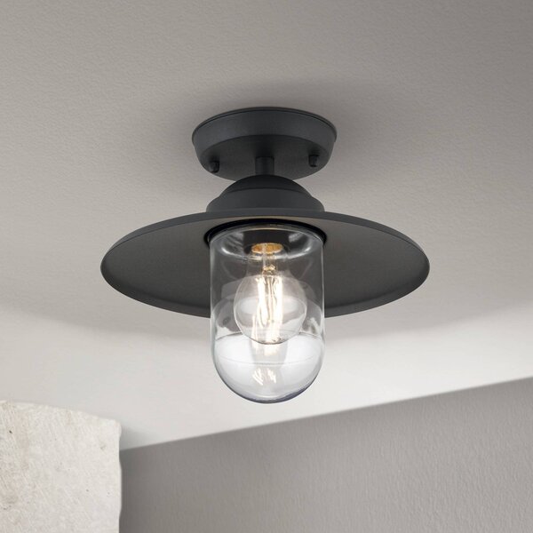 ORION Zewnętrzna lampa sufitowa Edward, antracyt, Ø 27,5 cm, aluminium możliwość ściemniania, czarny, aluminium, antyczny