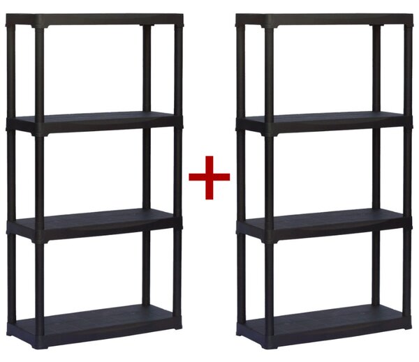 Regał plastikowy TEMPO 1+1 GRATIS, 1320x700x300 mm, 4 półki