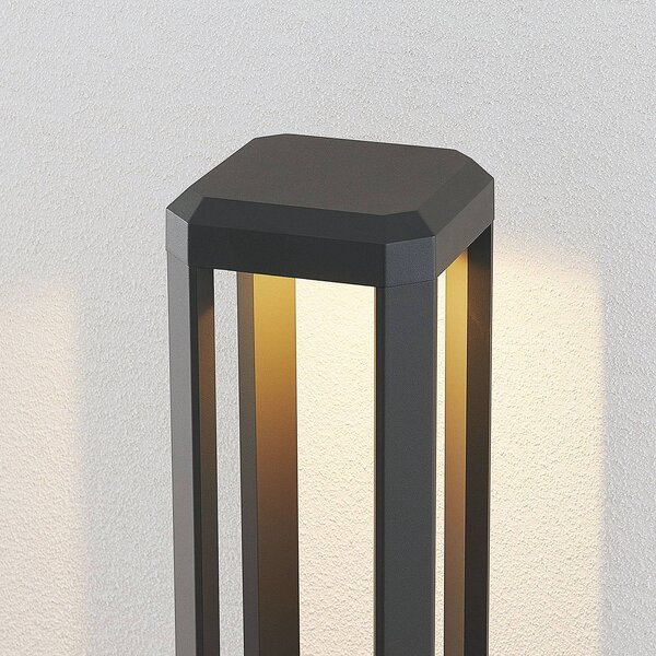 Słupek oświetleniowy LED Fery Lucande, aluminiowy / szary / cynkowy, aluminium, nowoczesny