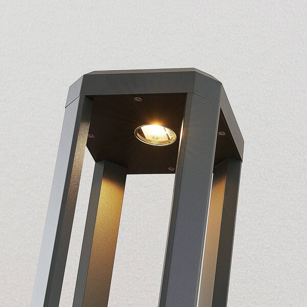 Słupek oświetleniowy LED Fery Lucande, aluminiowy / szary / cynkowy, aluminium, nowoczesny