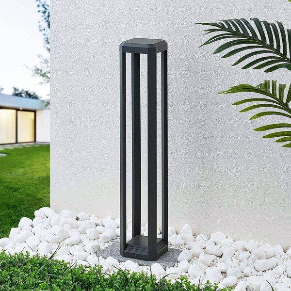 Słupek oświetleniowy LED Fery Lucande, aluminiowy / szary / cynkowy, aluminium, nowoczesny