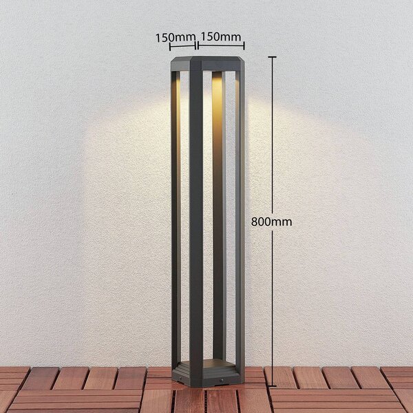 Słupek oświetleniowy LED Fery Lucande, aluminiowy / szary / cynkowy, aluminium, nowoczesny