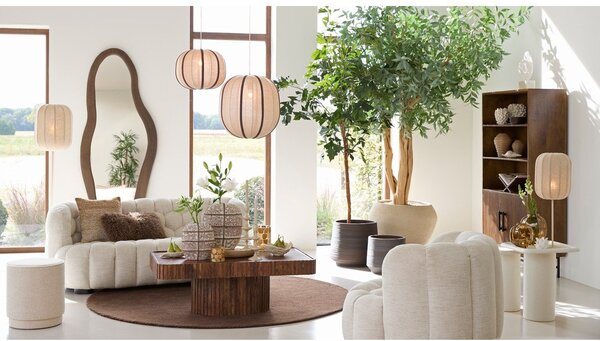 Kremowa lampa stojąca z tekstylnym kloszem (wysokość 165 cm) Solune – Light & Living