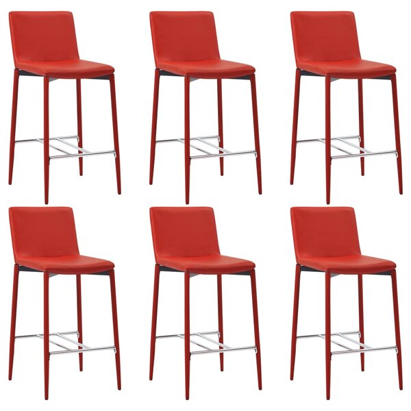 Krzesła barowe, 6 szt., czerwony, sztuczna skóra