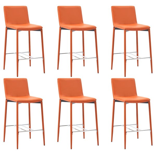 Krzesła barowe, 6 szt., pomarańczowe, sztuczna skóra