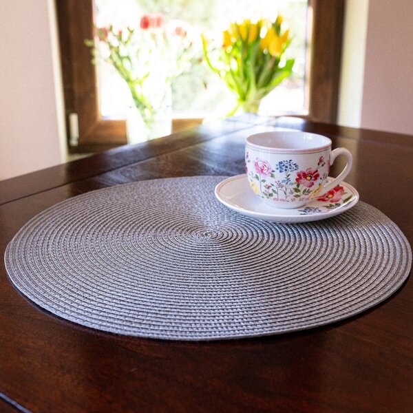 Altom Podkładka Straw srebrny, śr. 38 cm, zestaw 4 szt