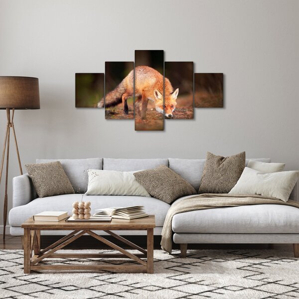 Obraz - Lis w lesie (125x70 cm)