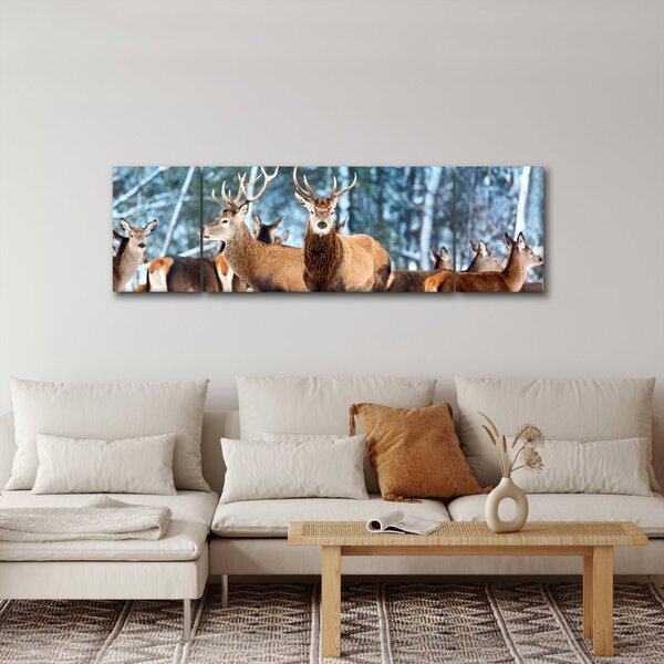 Obraz - Stado jeleni (170x50 cm)