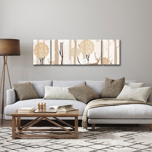 Obraz - Ilustrowany las (170x50 cm)