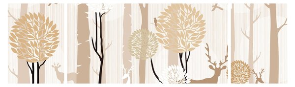 Obraz - Ilustrowany las (170x50 cm)