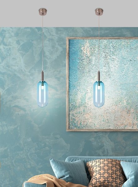 Niebieska cylindryczna lampa wisząca LED - V013 P4-T66