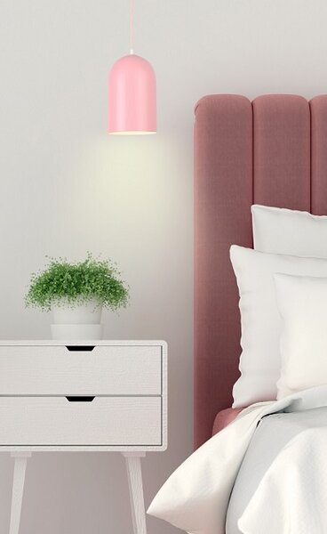 Różowa lampa wisząca z owalnym kloszem - V015 C4-S48