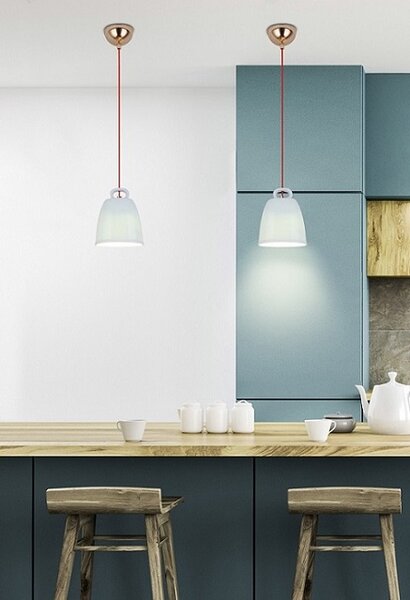 Niebieska lampa wisząca z ceramicznym kloszem - 5X V012 E1-Z15