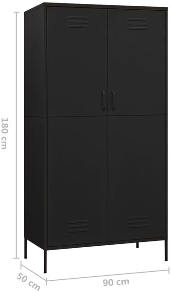 Czarna metalowa szafa dwudrzwiowa gospodarcza N9-F15