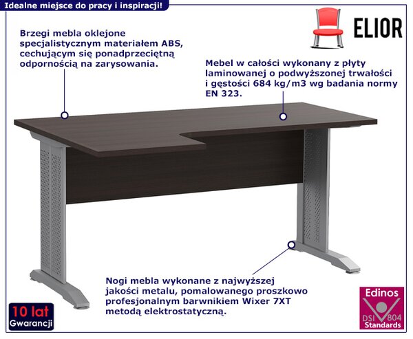 Nowoczesne Lewostronne Biurko Narożne Wenge S3-H06