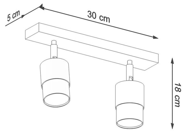 Czarno-chromowy plafon dwupunktowy - A179 N2-C56