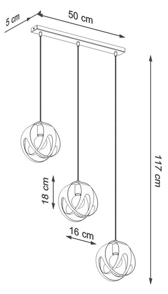Czarna stalowa lampa wisząca nad stół w stylu loft - 7X A190 G3-C45