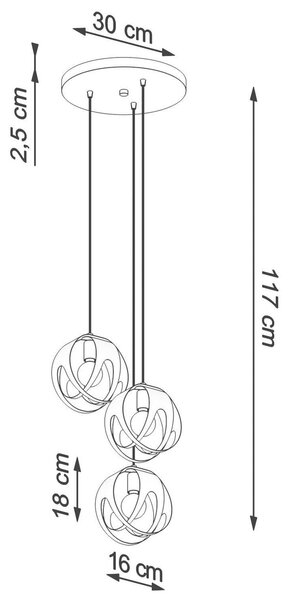 Czarna stalowa lampa wisząca nad stół - 7X A191 W6-S64