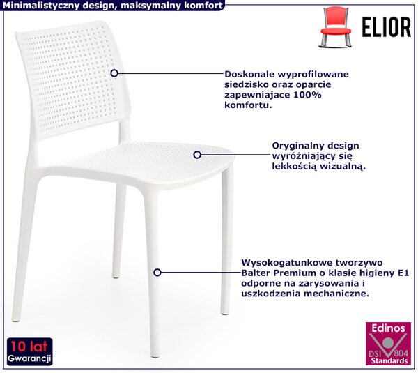 Białe minimalistyczne krzesło sztaplowane W0-E74