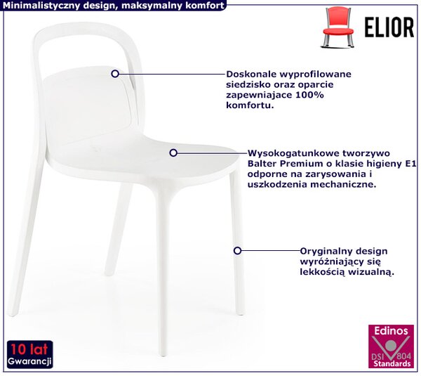 Białe minimalistyczne krzesło ogrodowe sztaplowane R3-S72