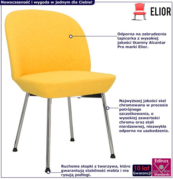 Żółte chromowane krzesło minimalistyczne R2-R10