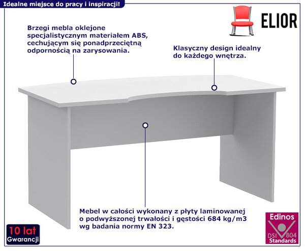 Białe długie biurko komputerowe M1-A36