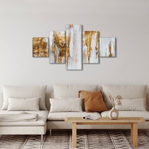 Obraz - Abstrakcja ze zotym (125x70 cm)