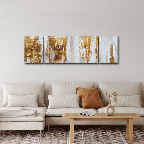 Obraz - Abstrakcja ze zotym (170x50 cm)