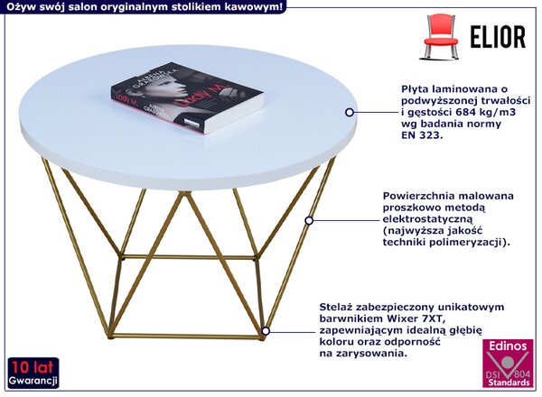 Stolik kawowy z metalowym stelażem biały B4-Z70