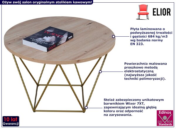 Stolik kawowy z geometrycznym stelażem dąb artisan S1-P18