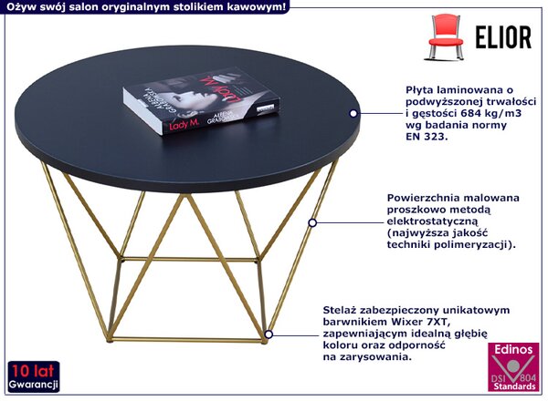 Stolik kawowy w stylu glamour czarny B4-L86