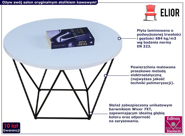Industrialny stolik kawowy biały P2-E00