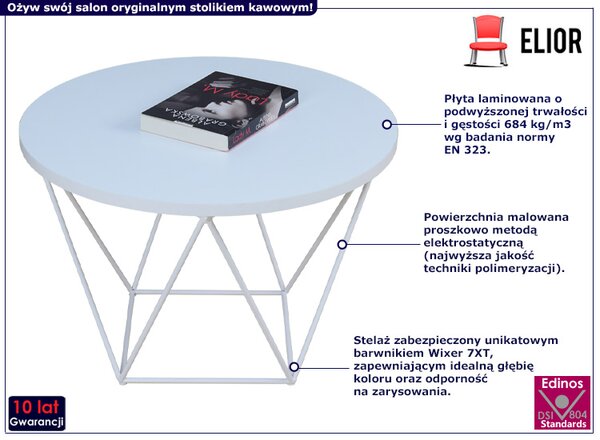 Biały okrągły stolik kawowy P7-F46