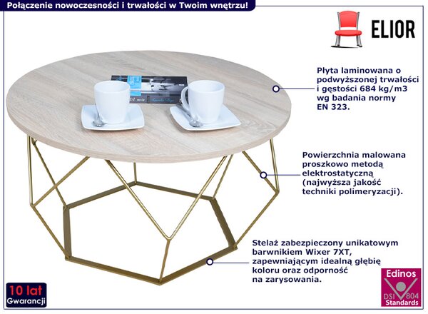 Stolik kawowy z metalowym stelażem dąb sonoma P6-B76