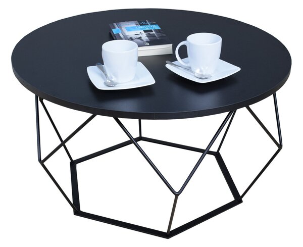 Czarny stolik kawowy z metalowym stelażem - Borix 4X