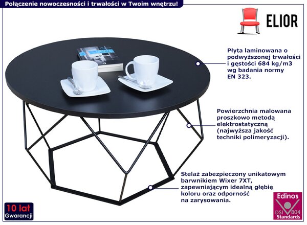 Czarny stolik kawowy z metalowym stelażem P0-L90