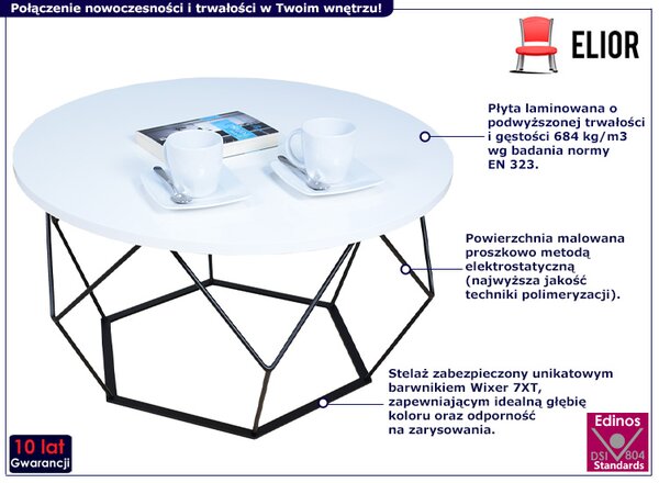Nowoczesny stolik kawowy biały blat G8-W44