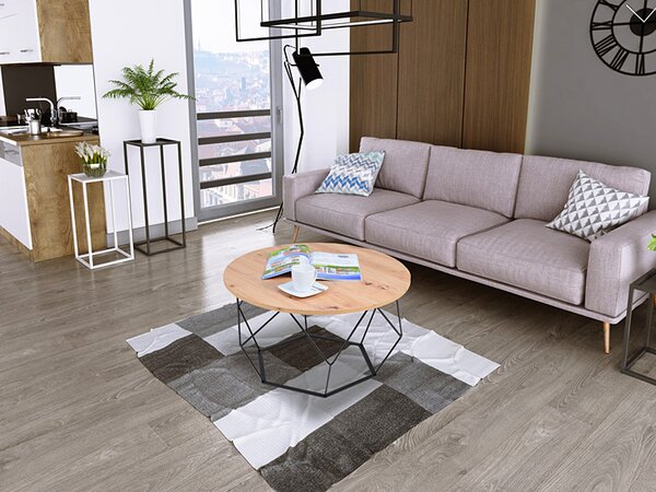 Industrialny stolik kawowy dąb artisan E5-B06