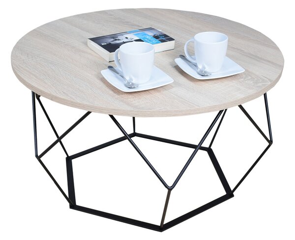 Loftowy stolik kawowy z metalowym stelażem dąb sonoma - Borix 4X