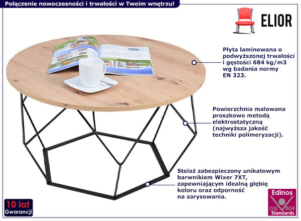 Industrialny stolik kawowy dąb artisan E5-B06